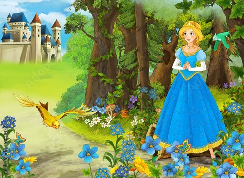 Naklejka ścienna The princesses - castles - knights and fairies