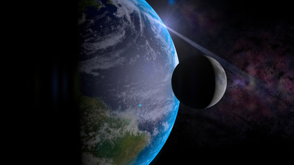 Wall Mural - earth and moon