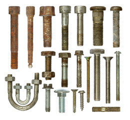 Wall Mural - screws collection set isolated on white background