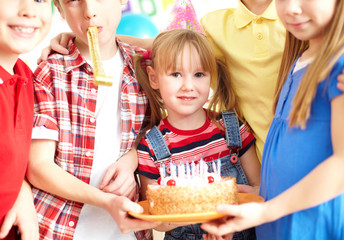 Canvas Print - Friends with cake