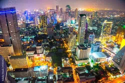 Plakat na papierze fotorealistycznym Widok z lotu ptaka Bangkok, Tajlandia.