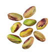 Pistachios nuts without shells isolated on white background, clo