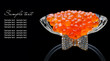 Red caviar in glass isolated on black