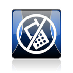 Aufkleber - no phones blue square web glossy icon