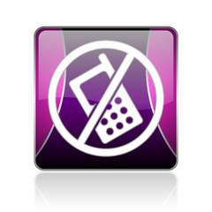 Aufkleber - no phones violet square web glossy icon