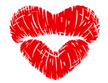 Red Lips Print In Heart Shape