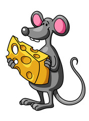 Wall Mural - funny cartoon mouse with cheese