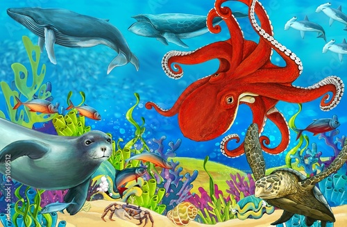 Board z aluminiowym obramowaniem Rafa koralowa - ilustracja dla dzieci