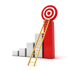 Poster - Business concept  3d business graph with ladder to the target