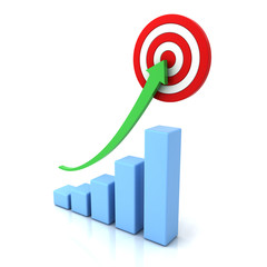 Poster - Business graph with green rising arrow and red target