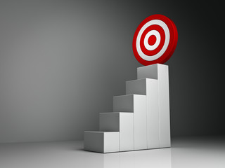 Poster - Steps and graph to the red target business concept