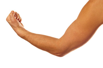 man's muscular arm