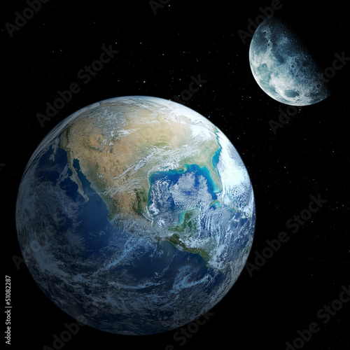 Tapeta ścienna Księżyc i ziemia (zdjęcia kolażowe www.nasa.gov)