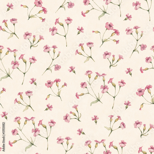 Plakat na zamówienie Vintage seamless pattern with watercolor flowers