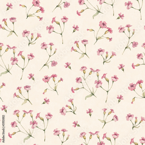 Naklejka - mata magnetyczna na lodówkę Vintage seamless pattern with watercolor flowers