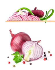 Wall Mural - Onions on a white background