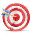 Red darts target aim and arrow.