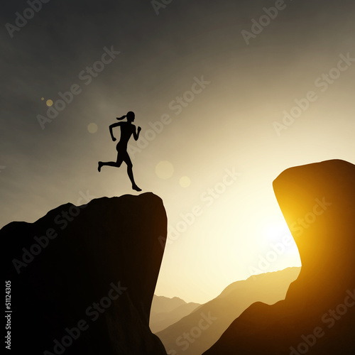 Plakat na papierze fotorealistycznym Sylwetka fitness kobiety runner