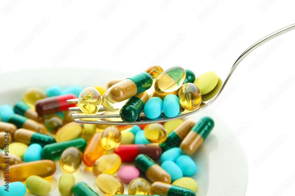 Colorful capsules and pills