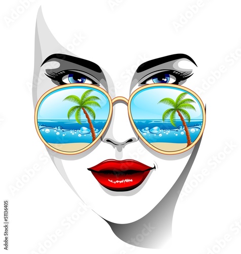 Tropical Girl with Sunglasses-Ragazza e Occhiali da Sole Tropici