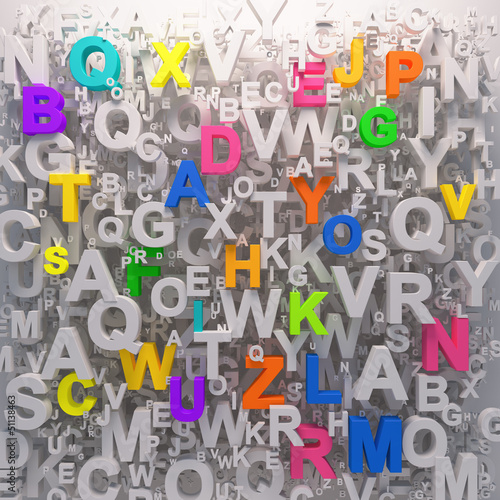 Fototapeta dla dzieci Kolorowy wzór z literek alfabetu w 3d