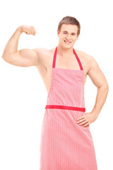 Sticker - Sexy muscular man wearing a red apron