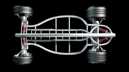 Wall Mural - concept car frame Isolated on black background. High resolution 3d render