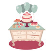 © sabelskaya - festive table with sweets, tea and balloons