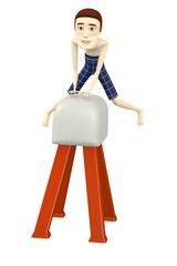 Sticker - 3d render of cartoon character workout