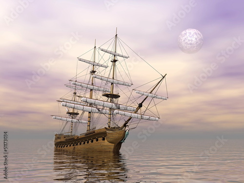 Fototapeta na wymiar Old merchant ship - 3D render