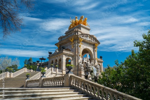 Plakat na papierze fotorealistycznym Schodów fontanny w parc de la ciutadella, barcelona