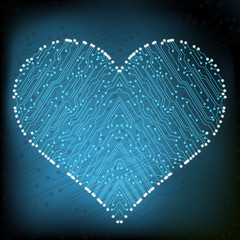 Poster - valentine's day circuit heart. eps10 vector illustration