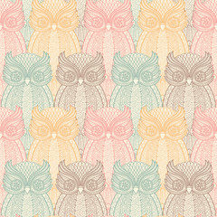 Poster - Owls seamless pattern