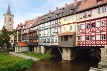 Fototapete - Merchants' Bridge. Erfurt, Germany.
