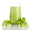 Glass of celery juice, isolated on white