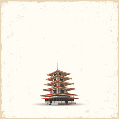 Wall Mural - japanese pagoda on grunge background