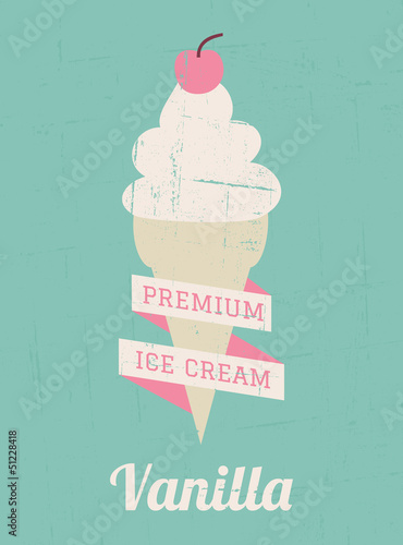 Obraz w ramie Retro Ice Cream Poster