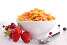 Bowl Of Cereals And Strawberries