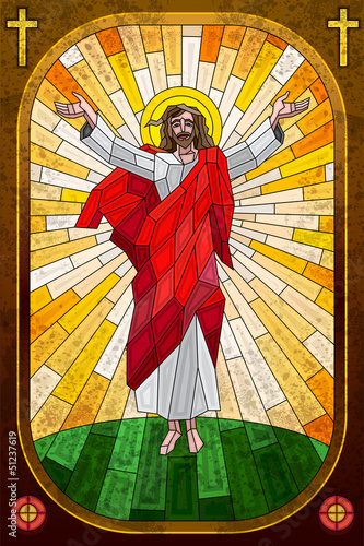Fototapeta na wymiar Stained Glass Painting of Jesus Christ