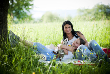 mother and daughter in the park