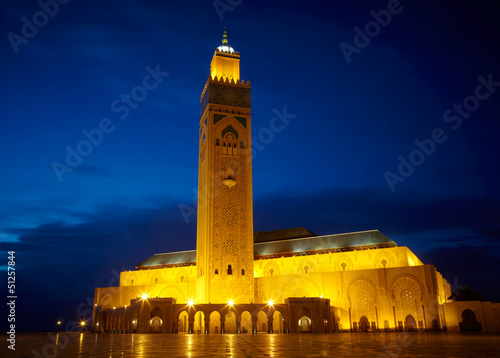 Plakat na papierze fotorealistycznym Hassan ii meczet w Casablanca, Morocco Africa