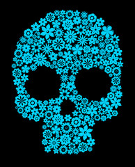 Wall Mural - Human skull with flower elements