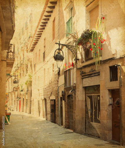 Tapeta ścienna na wymiar Retro image of Сarrer de les sitges street, Barcelona.