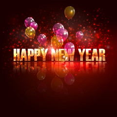 Poster - happy new year. holiday background with flying balloons