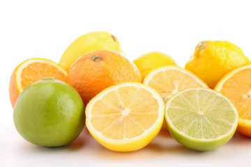 Wall Mural - group of fruits on white background