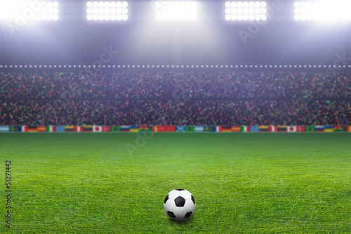 Plakat na papierze fotorealistycznym Piłka nożna, stadion, światło