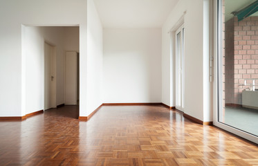 interior house empty, white walls, parquet floor