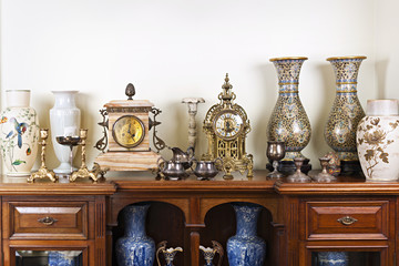 antique vases and clocks