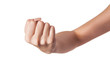 Female hand with a clenched fist isolated