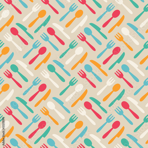 Fototapeta dla dzieci Kitchen patternSeamless cute pattern with color kitchen items